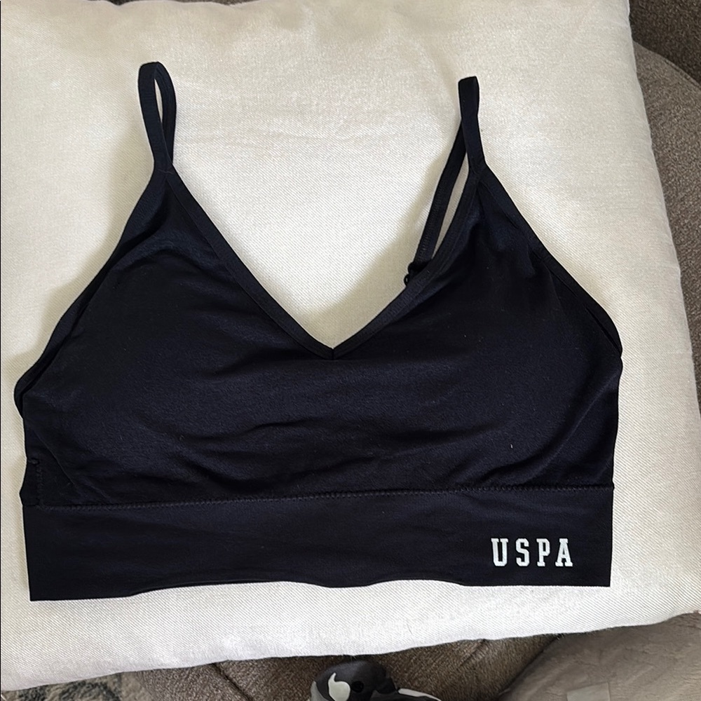 U.S. Polo Assn. Black Sports Bra Sleek Minimalist Design